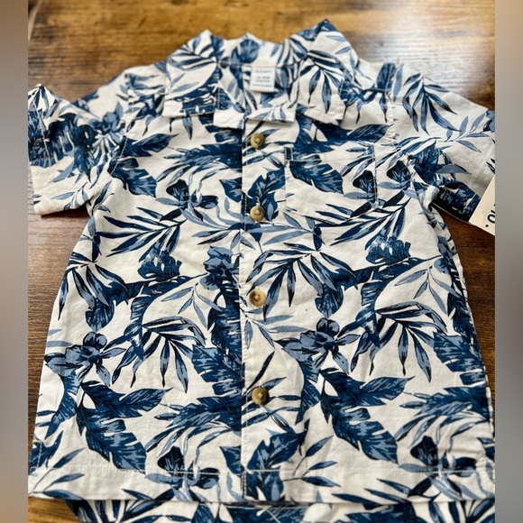 OLD NAVY NWT Blue Floral Button Down Shirt, 12-18 Month - Picture 1 of 8